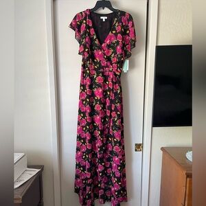 Abound Pink Flutter Sleeve V-Neck Maxi Dress